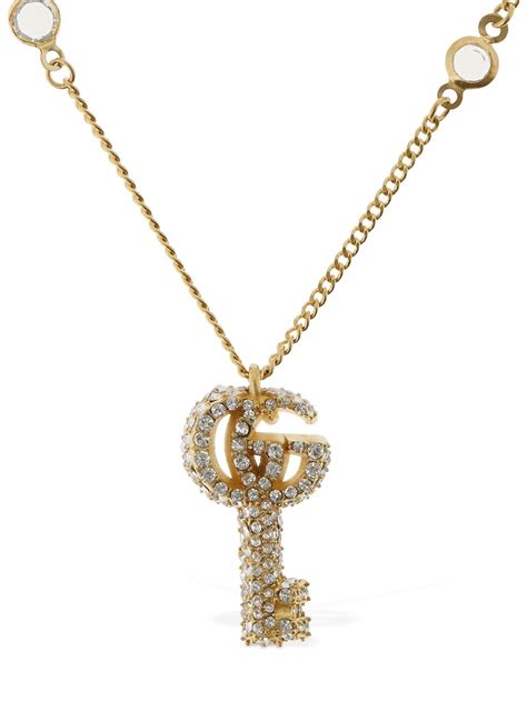 gucci double g necklace with topaz|Gucci Double G key necklace.